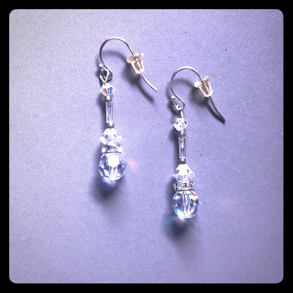 Silver crystal dangle earrings